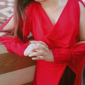 Red Cowl Neck Blouse