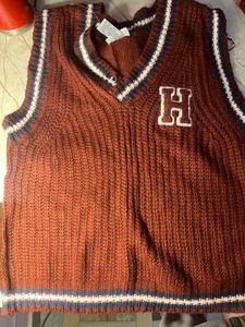 Korean Red Knit Vest stylish