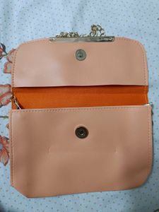 Peach Coral Chain Crossbody Bag