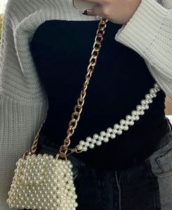Cute Pearl Sling Bag With Beaded Gold Chain