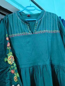 Teal Embroidered Tunic Top