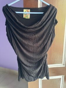 Draped Neck Mega Sleeve Top