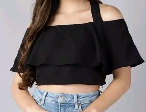black half shoulder top