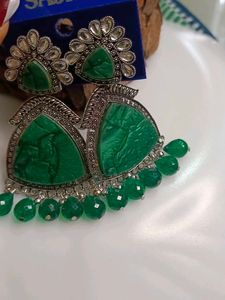 Green Oxidised Earrings