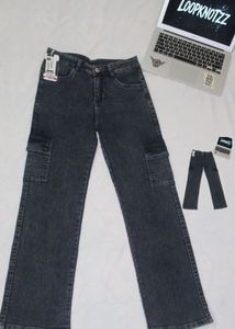 Acid Wash Cargo Jeans