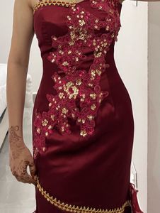 Burgundy Embellished Gown
