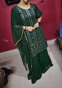 3 Pieces Green Garara Suit