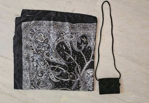 Elegant Black Sling Bag and Scarf Combo