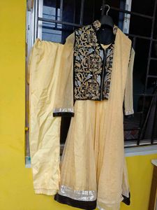 Elegant Beige Embroidered Anarkali Suit