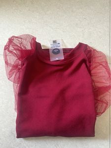 Maroon Top with Mesh Sleeves