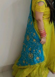 Lemon Green Colour Traditional Kurta With Duppatta