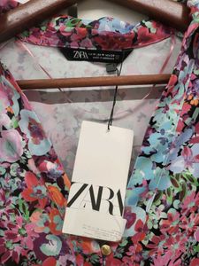 Zara Floral Button Down Shirt