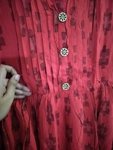 Red Maternity Kurta Dress