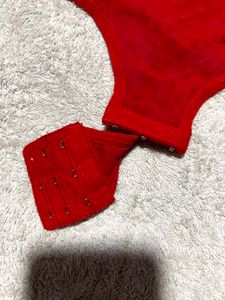 Red Sheer Lace Bodysuit