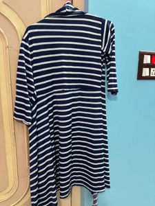 Striped Open Front Cardigan