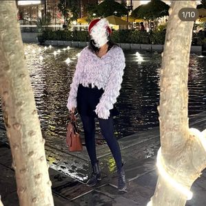 S/M Fuzzy Knit Cropped Sweater