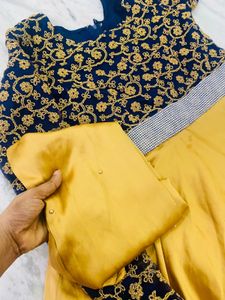 Gold Anarkali Gown with Dupatta