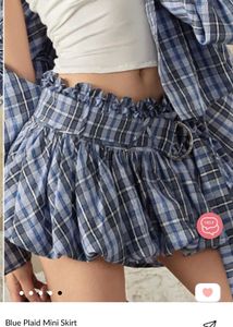 Blue Plaid Mini Skirt