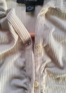 Ribbed Button-Up Top