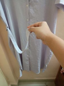 Free Size Striped Cotton Shirt Dress