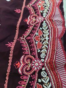 Purple Embroidered Kurti Set