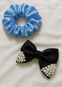 Blue Scrunchie &amp; Bow Set