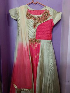 Elegant Beige &amp; Pink Dress