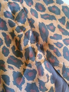 Cation Front Slit Leopard Print A-line Dress