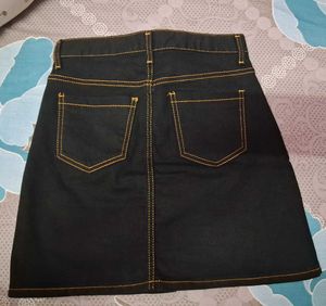 Black Denim Mini Skirt