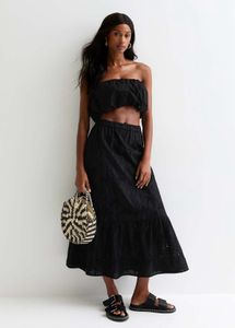 NEW LOOK Schiffli Black Maxi Skirt