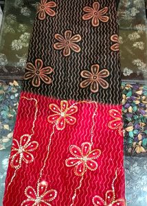 Beautiful Red And Black Combination Saree