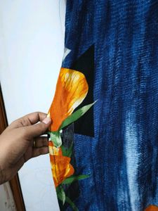 Blue Printed Rayon Kurti With Free Srishti Legging
