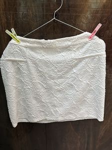 White Textured Mini Skirt