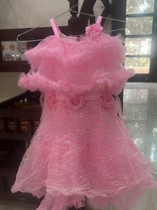Pink Very Beautiful Flairy Dress For 5-6 Years