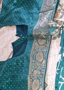 Elegant Dark Green Saree With Blouse(like New)