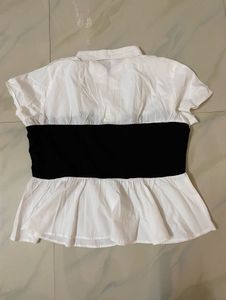 Black And White Peplum Top Stylish Women