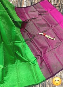 Green &amp; deep pink Silk Saree