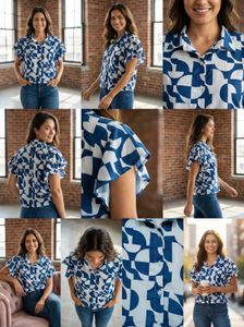 Stylish Blue &amp; White Print Top