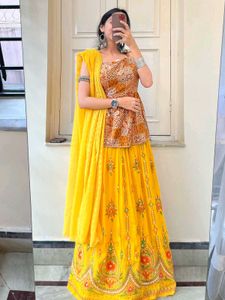 Yellow Embroidered Lehenga Choli