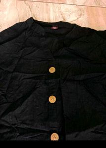 Black Kurta Set And Shoes+ Brown Leather Bag Combo