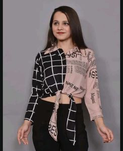 Trendy Tie-Front Print Top Combo