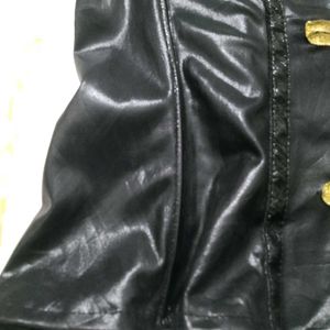 Black &amp; Gold Faux Leather Corset Top
