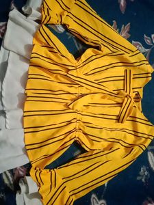 Striped Yellow Bell Sleeve Top