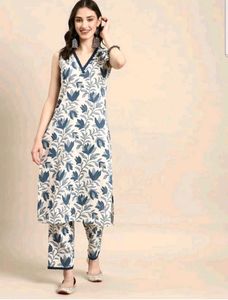 V Neck Kurta Pant Set