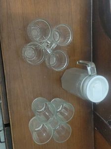 Vintage Glass Pitcher & 4 Glasses Set