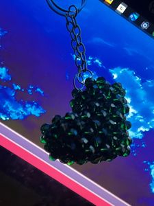 Green Beaded Heart Keychain