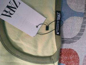 Zara Ringer Tee - Pale Yellow, Size S