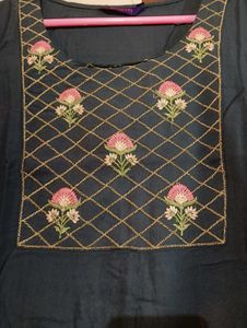 Charcoal Straight Kurti Comfortable For Summer