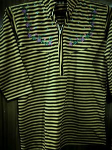 Striped Floral Embroidered Top
