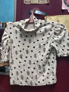 Patterned Turtleneck Top